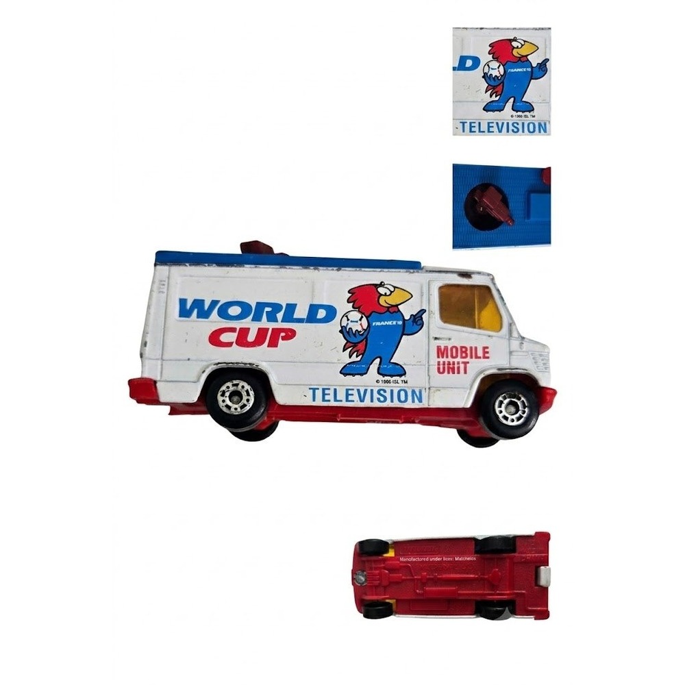 Vintage Matchbox World Cup France 98 Mobile TV Van Diecast Footix Mascot